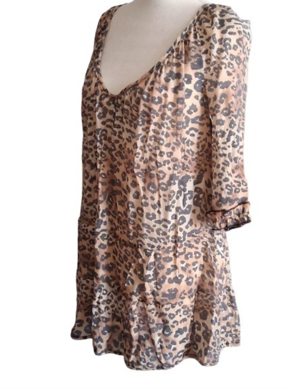 NWT 3X Unique Spectrum Women's Beige Leopard Print Tunic Top